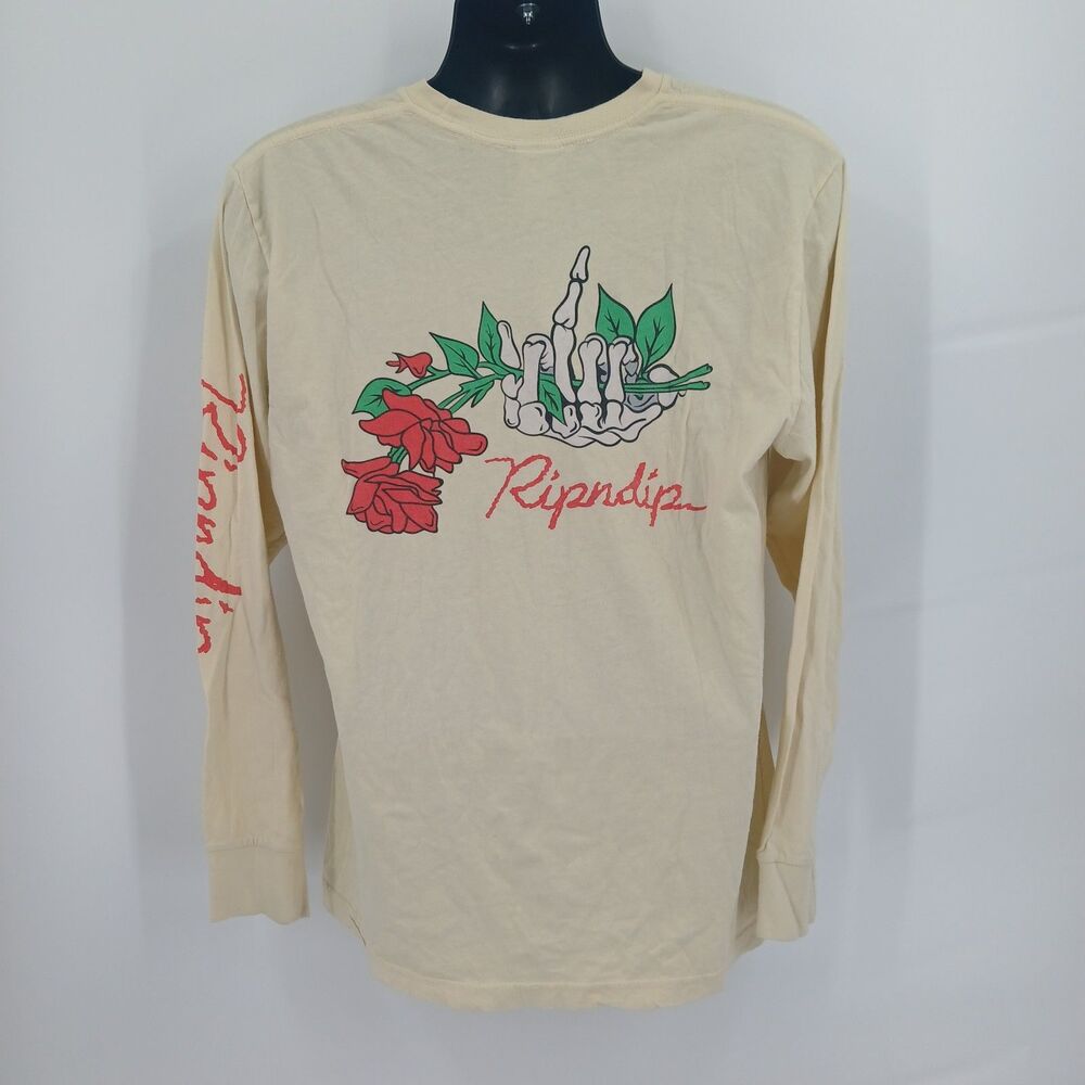 Ripndip Nerm In Wonderland Cream Graphic Long Sleeve T-Shirt Size large